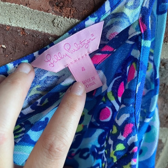 Lilly Pulitzer Brilliant Blue Ceviche Cropped Ramona Tassel Top Size 4 - Picture 5 of 9